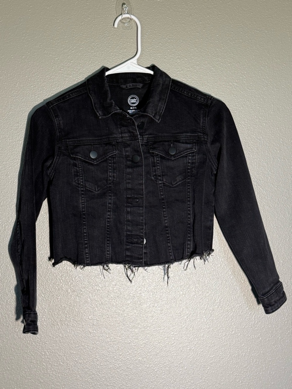 wonder nation Black Cropped Distressed Jean Jacket